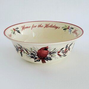 Lenox Winter Greetings Sentiment Bowl, Home for the Holidays, Red Cardinal Bird